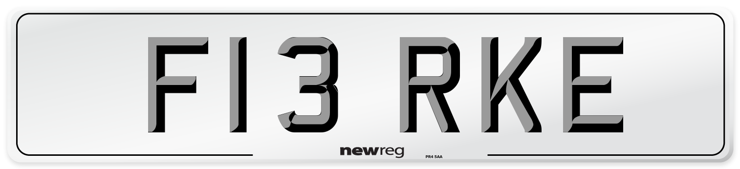 F13 RKE Number Plate from New Reg